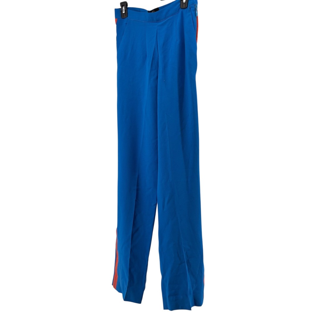 Olarsgrace High Waisted Wide Leg Pants Royal Blue Orange Side Stripe‎ 10/M